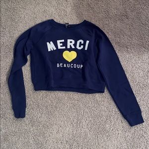 ⭐️3 for $20! Forever 21 French graphic cropped sweatshirt